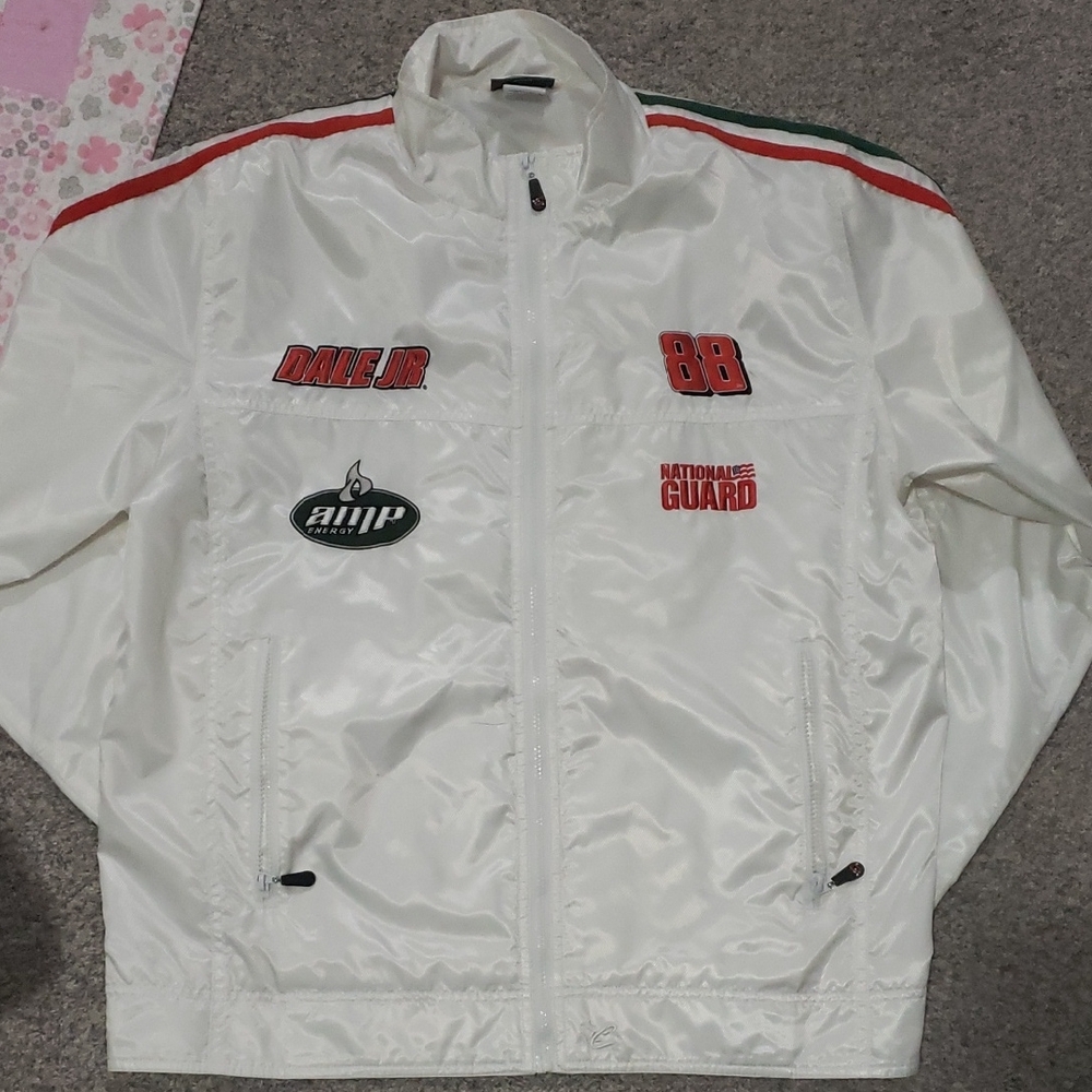Dale Earnhardt Jr #88 AMP Energy National Guard NASCAR Racing Jacket White Men’s